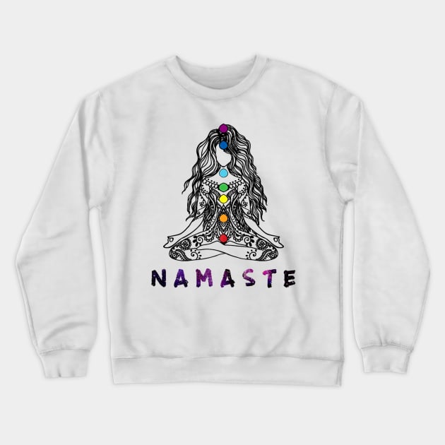 Chakra Meditation Yoga Pose Spiritual Namaste Tattoo Crewneck Sweatshirt by Macy XenomorphQueen